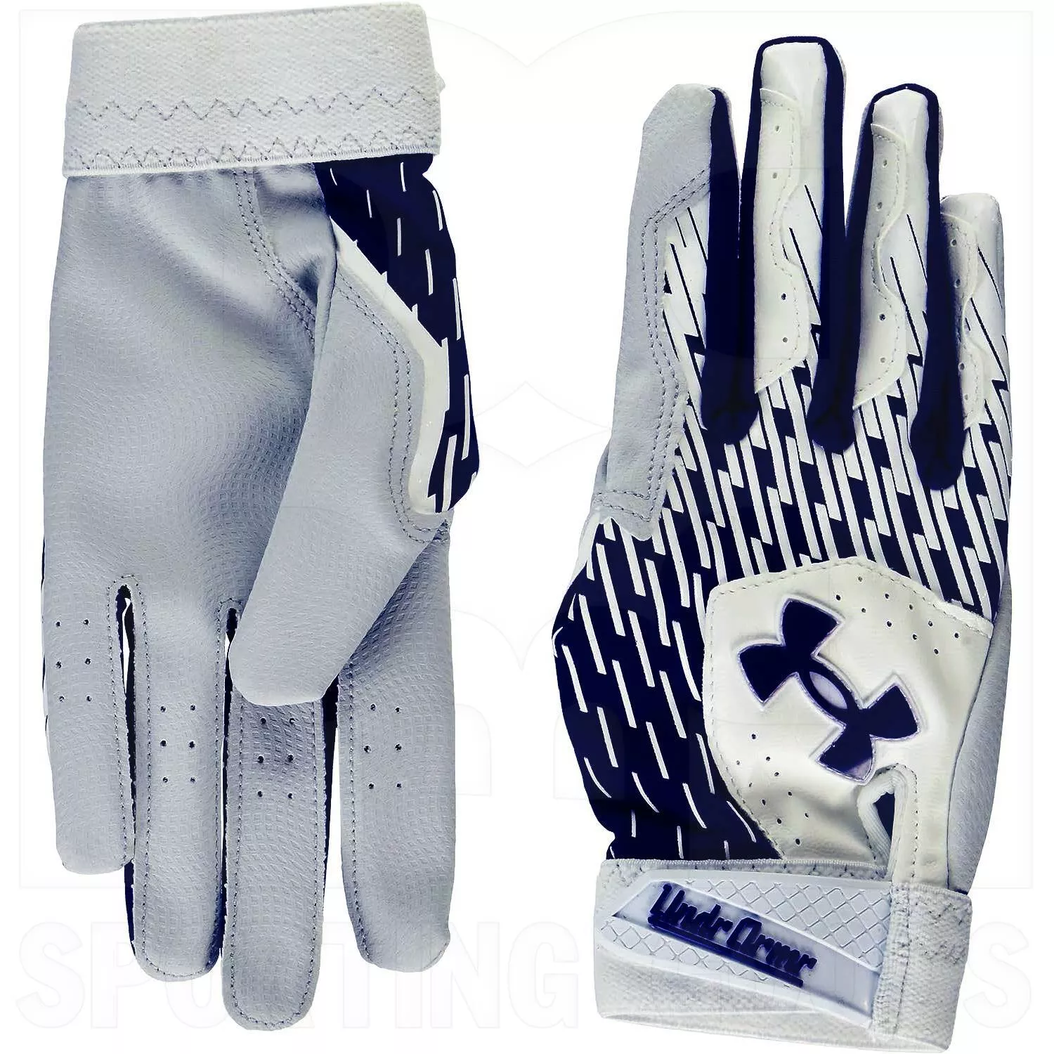 Under Armour Clean Up Baseball Softball Batting Gloves White/Navy