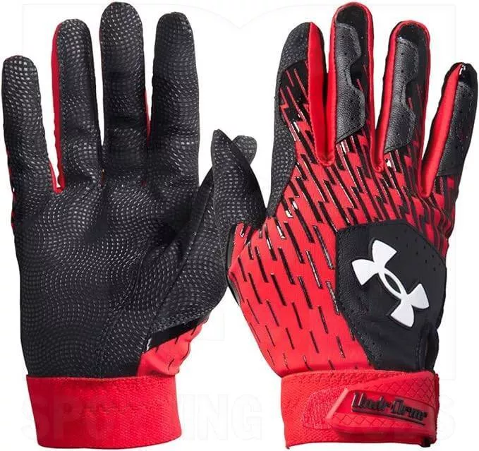 Under Armour Clean Up Batting Gloves Black/Scarlet Red