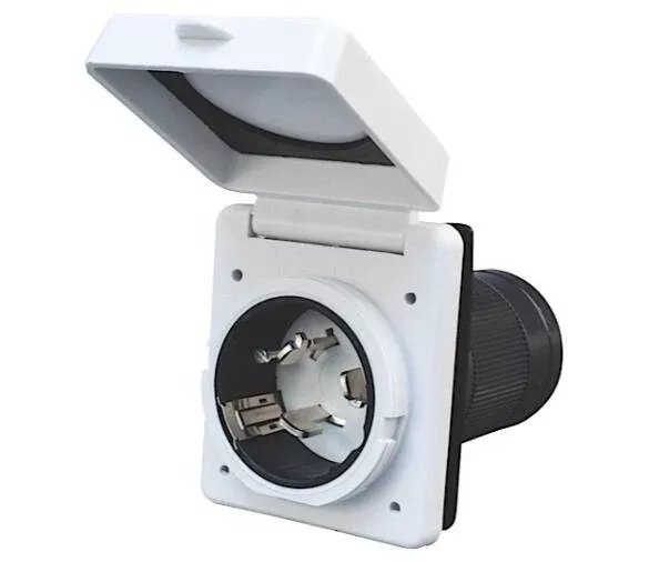 Valterra 50 Amp Power Inlet White Carded• A10-50INVP