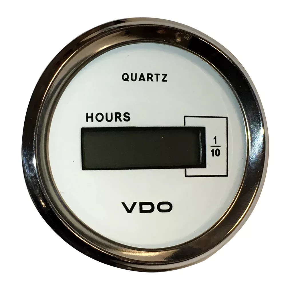 VDO Cockpit Marine 52mm (2-1/16″) LCD Hourmeter – White Dial/Chrome Bezel | 331-548