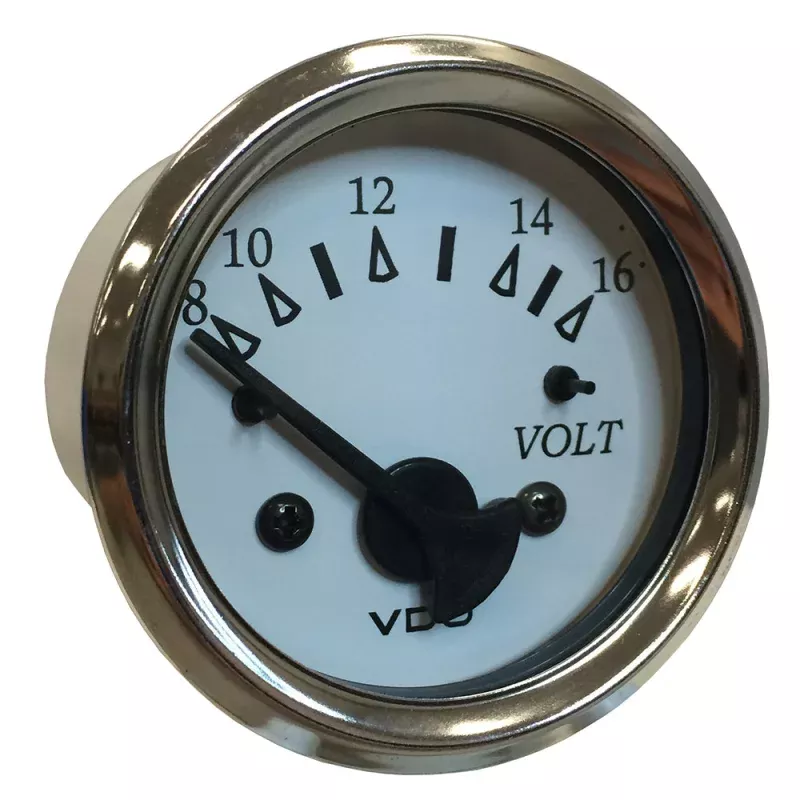 VDO Cockpit Marine 52MM (2-1/16) Voltmeter – White Dial/Chrome Bezel