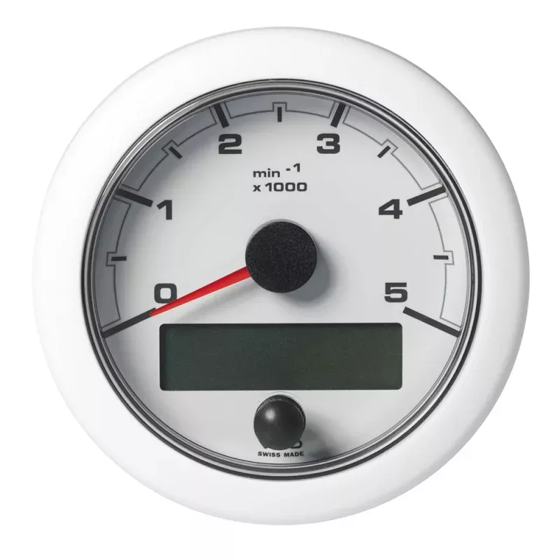 Veratron 3-3/8 (85mm) OceanLink NMEA 2000 Tachometer – 5000 RPM – White DialBezel