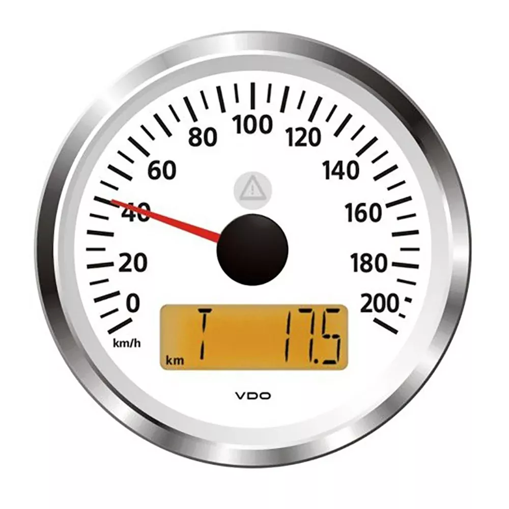 Veratron 3-3/8″ (85mm) ViewLine Speedometer – 0 to 200 KMH – 12/24V – White Dial & Triangular Bezel | A2C59512382