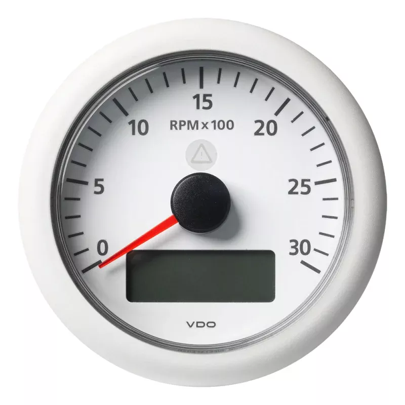 Veratron 3-3/8″ (85MM) ViewLine Tachometer with Multi-function Display – 0 to 3000 RPM – White Dial & Bezel