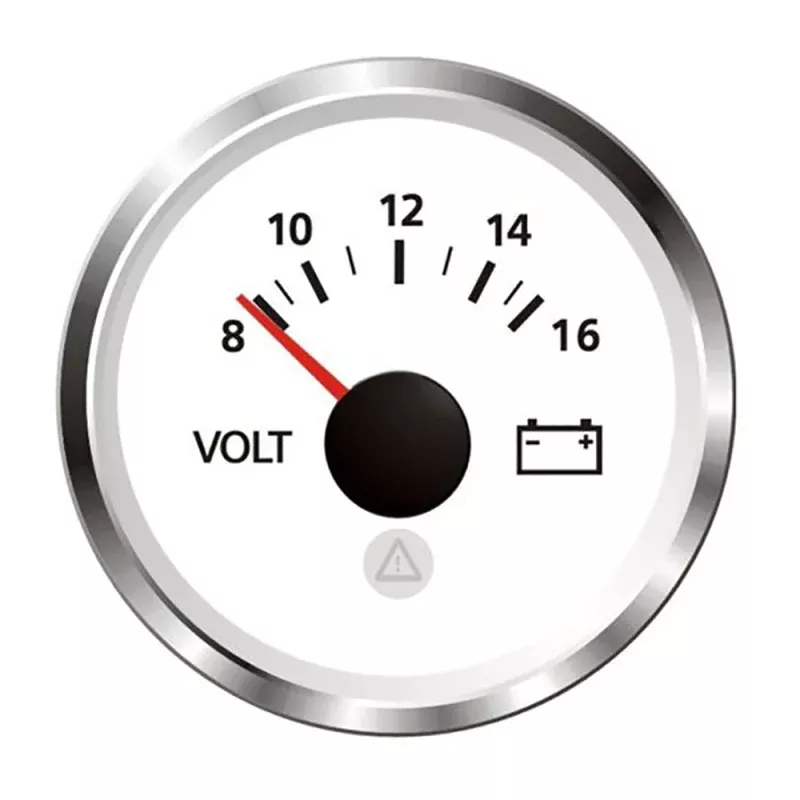 Veratron 52 MM (2-1/16) ViewLine – Voltmeter 8 to 16V – White w/Chrome Bezel