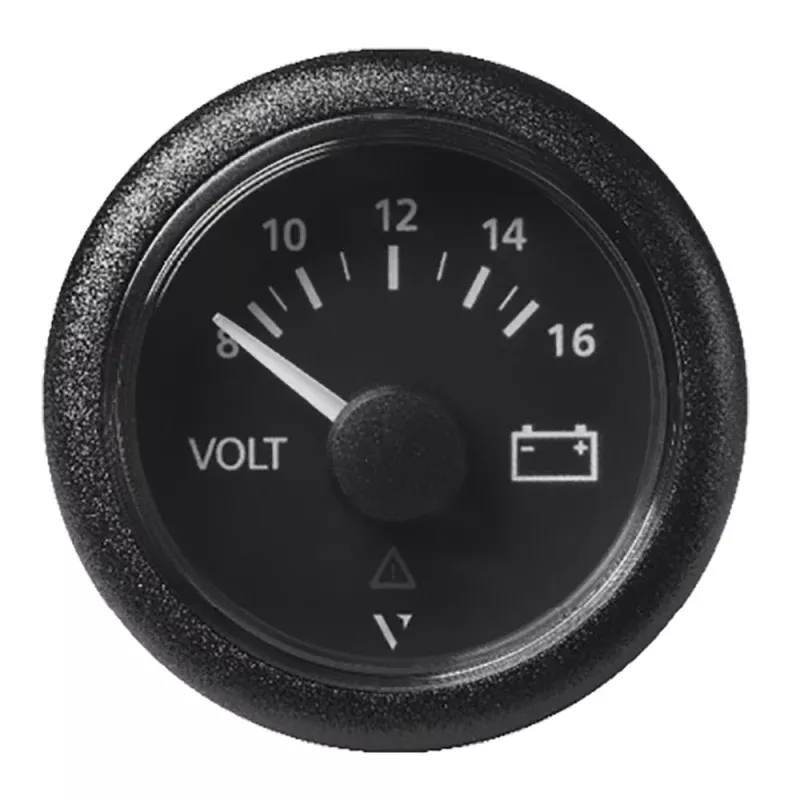 Veratron 52 MM (2-1/16) ViewLine Voltmeter – 8 to16V – Black DialBezel