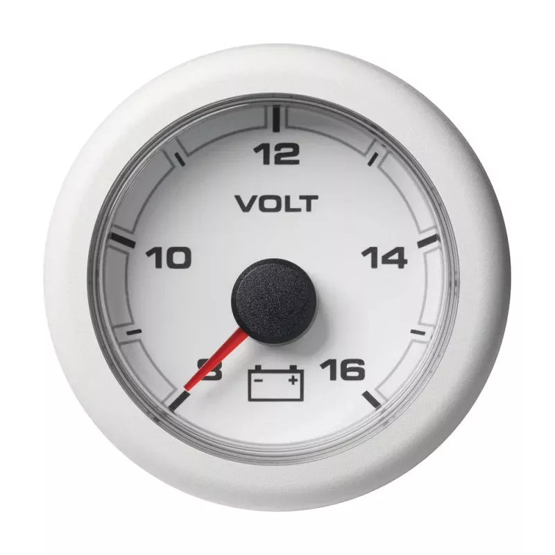 Veratron 52MM (2-1/16) OceanLink Battery Voltage Gauge – 8 to 16V – White DialBezel