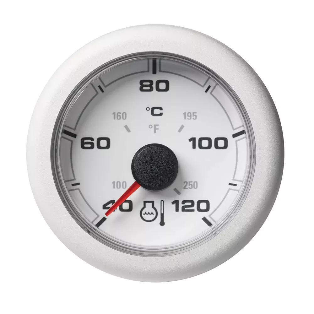 Veratron 52MM (2-1/16) OceanLink Coolant Temperature Gauge – 120C/250F – White DialBezel