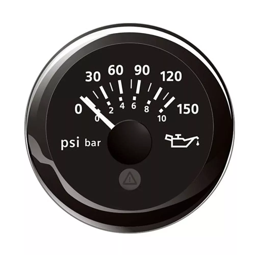 Veratron 52MM (2-1/16″) ViewLine Oil Pressure Indicator 0 to 150 PSI – Black Dial & Round Bezel