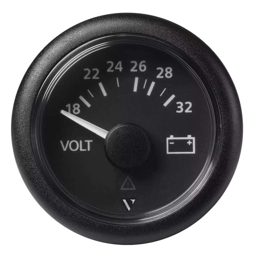 Veratron 52mm (2-1/16″) Viewline Voltmeter 18-32V – Black Dial & Bezel