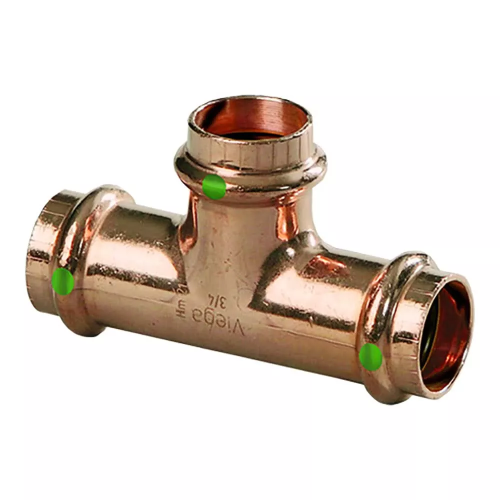 Viega ProPress 1-1/2 Copper Tee – Triple Press Connection – Smart Connect Technology