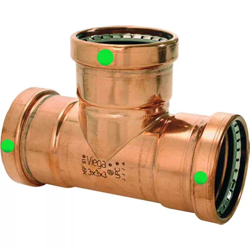 Viega ProPress 2-1/2 Copper Tee – Triple Press Connection – Smart Connect Technology