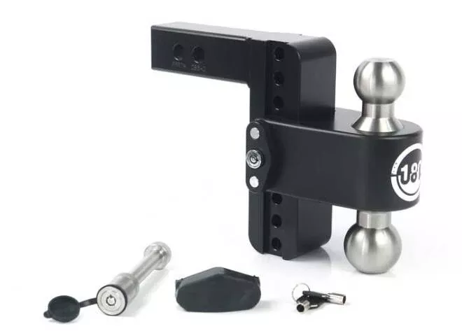 Weigh Safe 180 Adjustable Hitch 6″ Drop with Dual Ball Mount for 2″ Receivers• LTB6-2-KA-CER-BLA