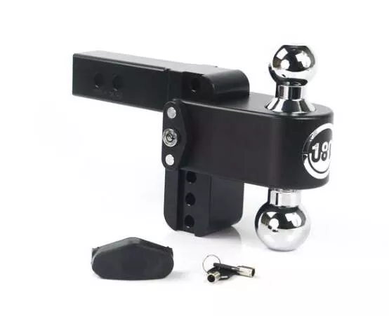 Weigh Safe Class 4 180 Hitch Adjustable 4″ Drop with Chrome Plated Balls Dual Ball Mount and Dual Pin Keyed Lock for 2″ Receivers• CTB4-2-CER-BLA