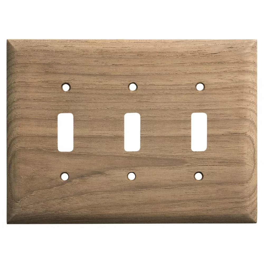 Whitecap Teak 3-Toggle Switch/Receptacle Cover Plate - 60179