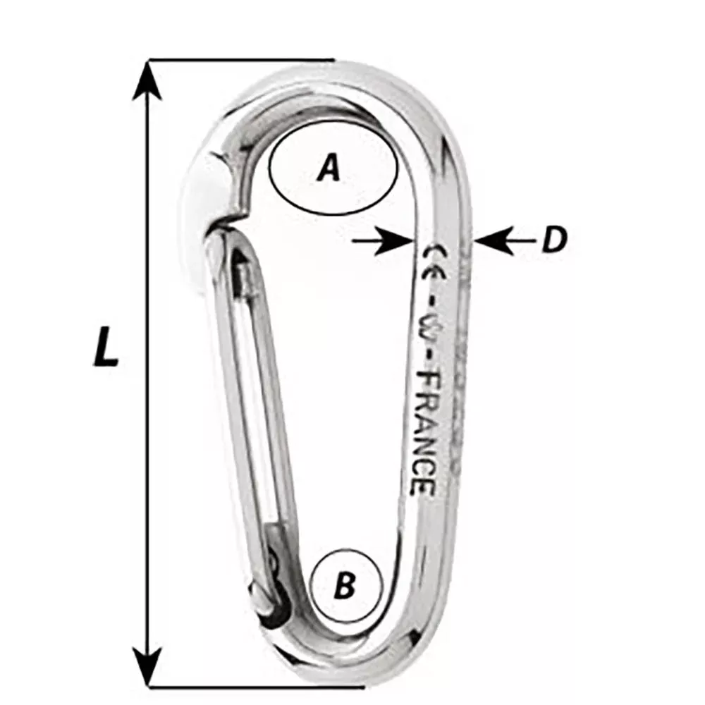 Wichard Symmetric Carbine Hook Without Eye – Length 100mm – 13/32
