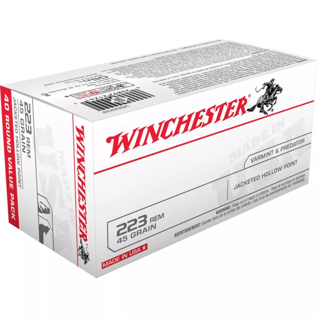 Winchester .223 Remington 45 Gr. JHP 20/Box