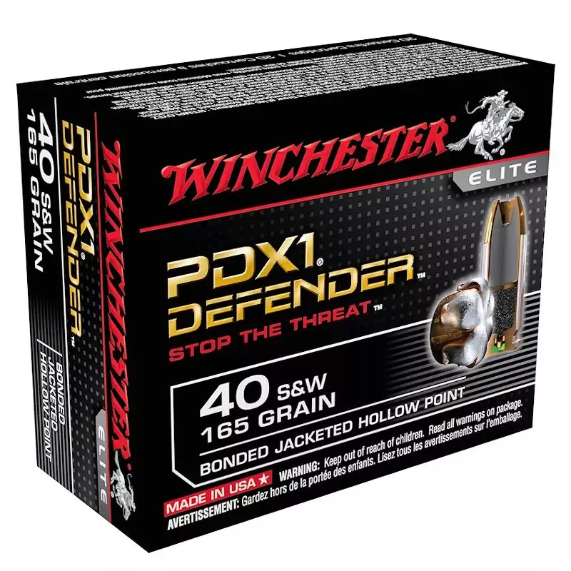 Winchester Defender Handgun Ammunition 40 S&W 165 Gr 20 Rd.