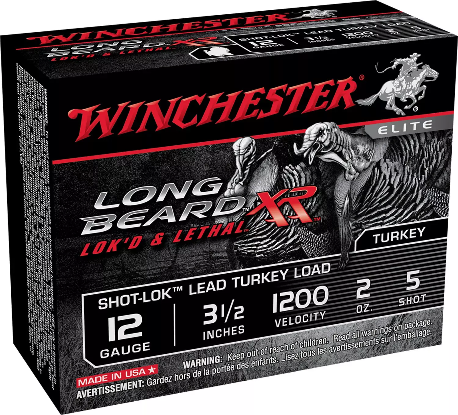 Winchester Long Beard XR Turkey Load Shotshell 12ga 3-1/2" 2.0 oz #5 Copper-plated Lead Shot 10 Shells Per Box