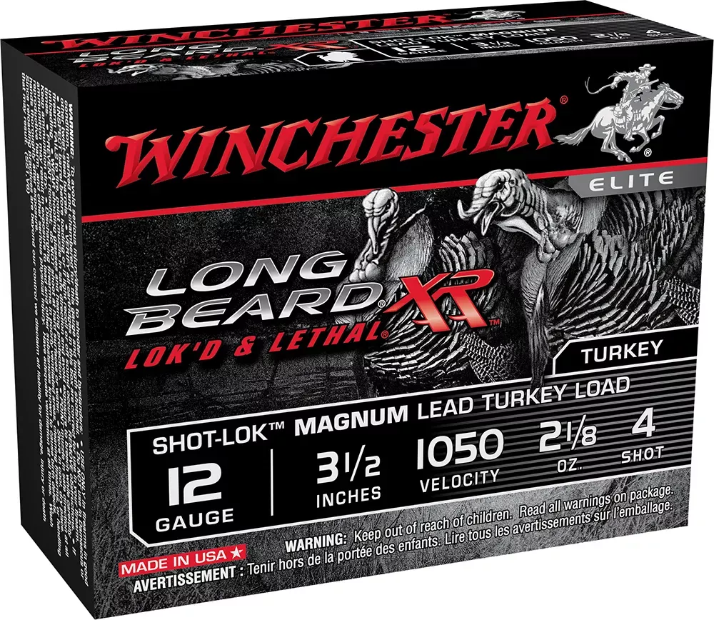 Winchester Long Beard XR Turkey Load Shotshell 12ga 3.5" 2-1/8 oz #4 Copper-plated Lead Shot 10 Shells Per Box