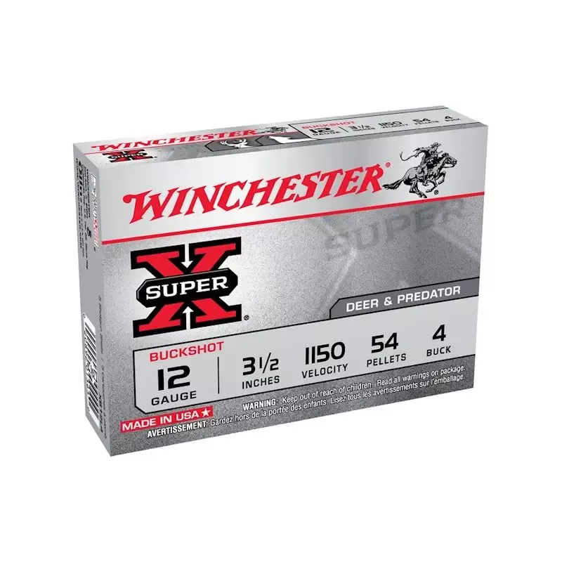Winchester Super X Buckshot 12GA 3 1/2″ #4 5/Box