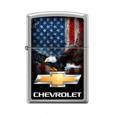 Zippo Chevrolet American Flag Eagle Chrome Lighter