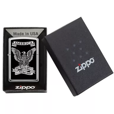 Zippo Eagle America Windproof Lighter in High Polish Chrome